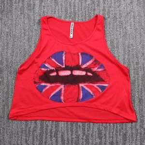 True Rock Womens Red Cropped Tank Top Large London Grunge Rock